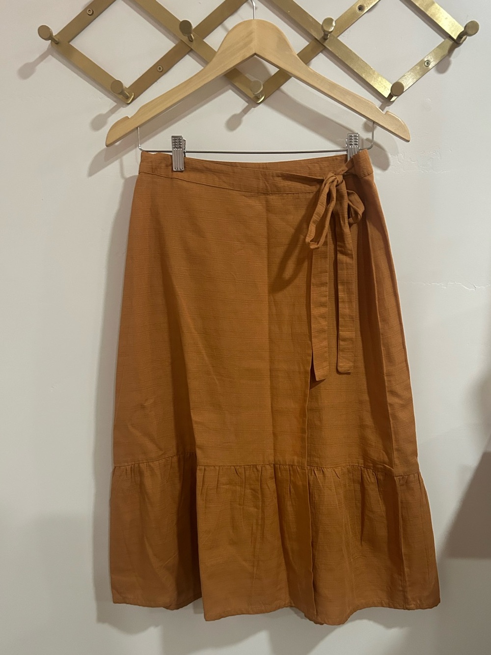 Mata Traders Rust Tie-Front Midi Skirt